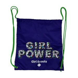 Girl Scouts Rope Drawstring Cinch Backpack Bag Purple Green ‘GIRL POWER’